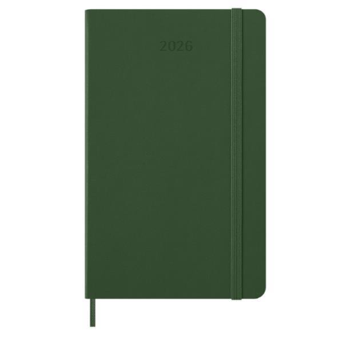 MOLESKINE DAILY PLANNER AGENDA GIORNALIERA 2026 12 MESI FORMATO LARGE 13 X 21 CM COPERTINA RIGIDA CHIUSURA CON ELASTICO VERDE